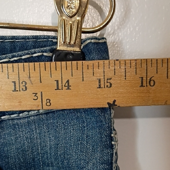 Cherokee Indigo Denim Shorts Women's XL 14-16 White Hem Embroidered - Picture 4 of 11